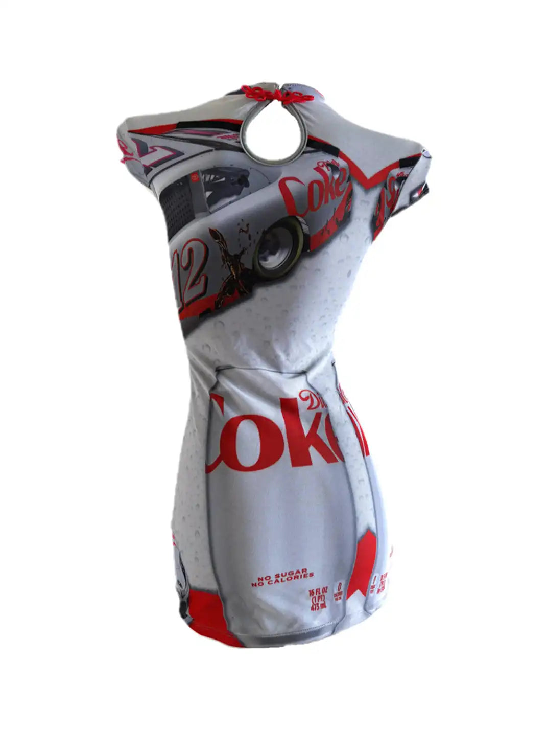 Her366 | Racing Print Double-Layer Mesh High Slit Dress