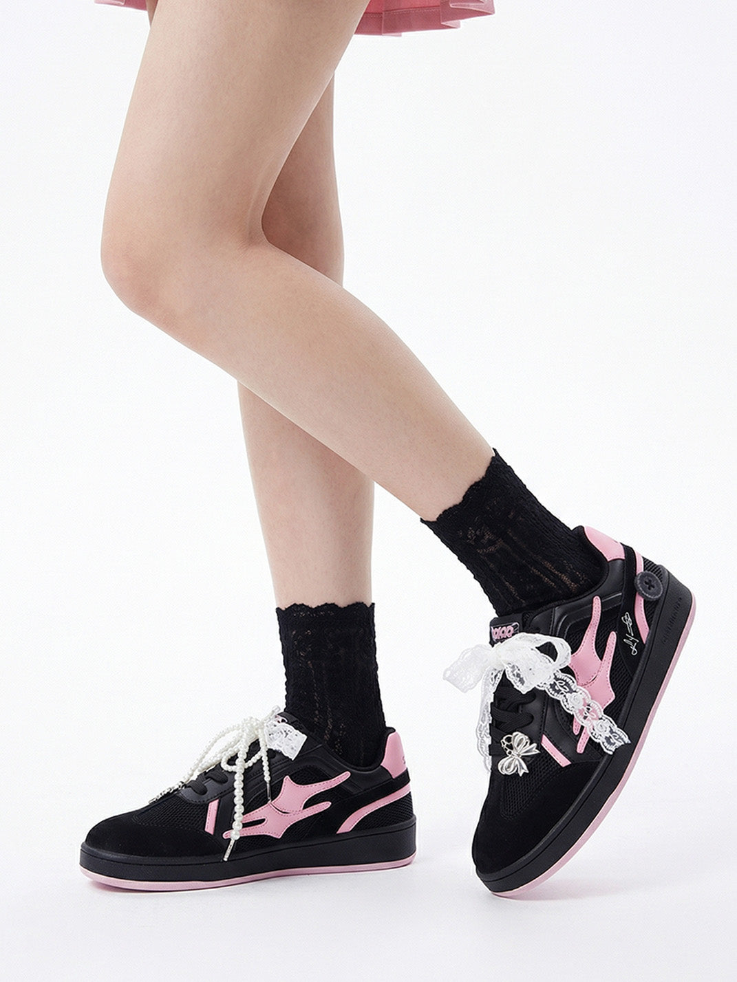 KILLWINNER丨Retro Training Sneaker-Black Pink Bow