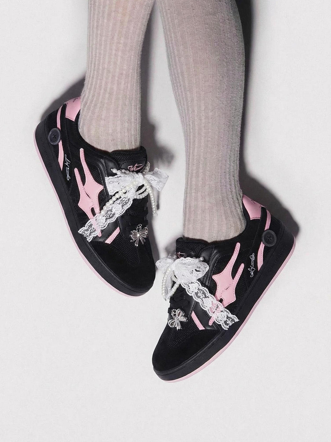 KILLWINNER丨Retro Training Sneaker-Black Pink Bow
